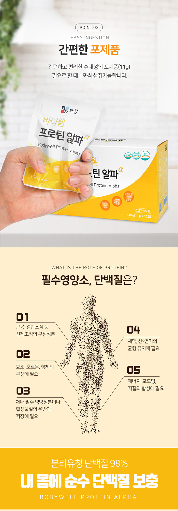 보령 단백질보충 바디웰 프로틴알파포 11gx30포