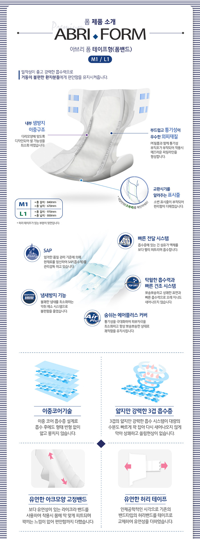 아베나 아브리폼 L1 성인용기저귀 밴드형