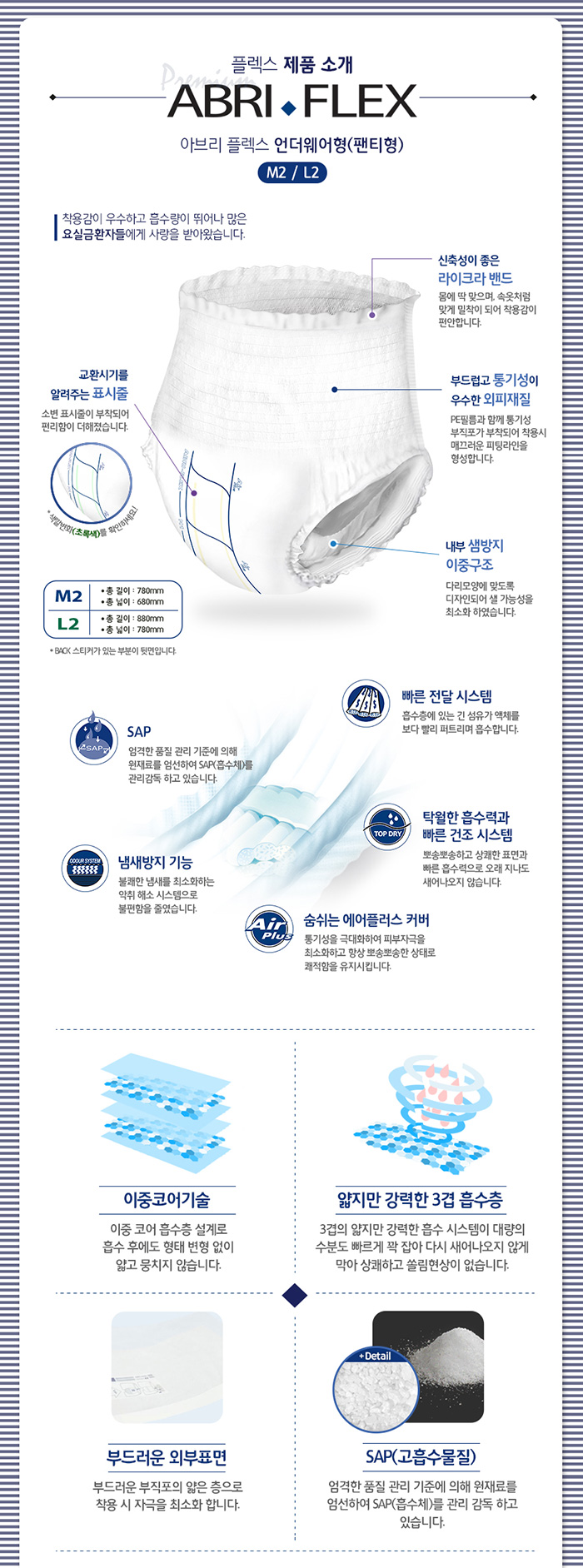 아베나 아브리 플렉스 L2 성인용기저귀 팬티형