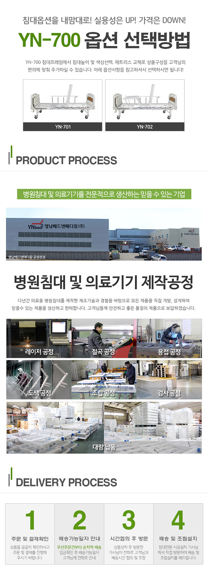 가정용 병원침대 영남베드 수동식 2크랭크3단 환자용병원침대