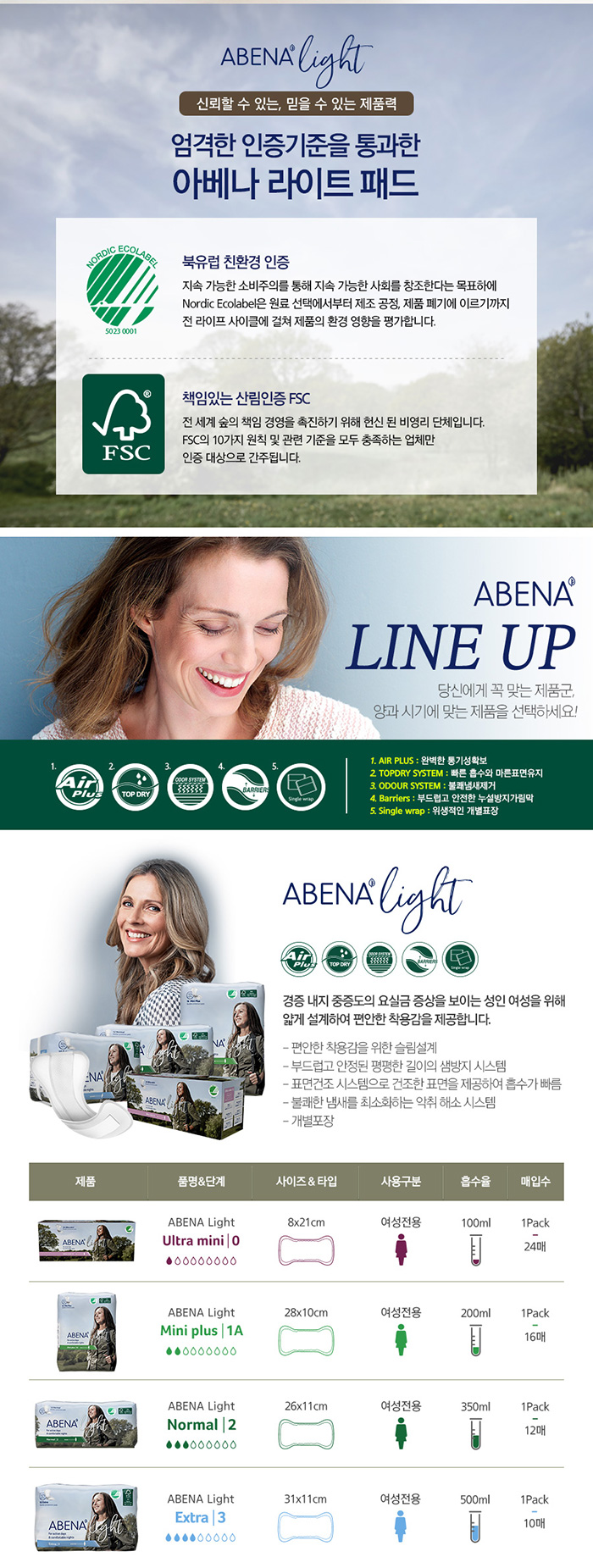 아베나 LIGHT 덴마크 요실금 성인용기저귀 엑스트라