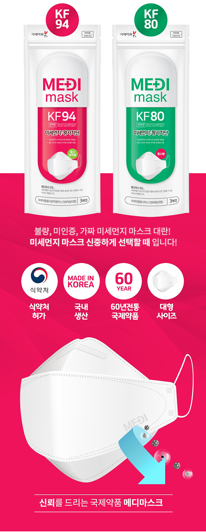국제약품 메디 마스크 KF94 3매