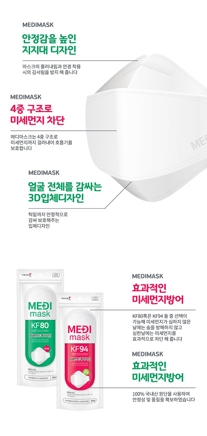국제약품 메디 마스크 KF94 3매