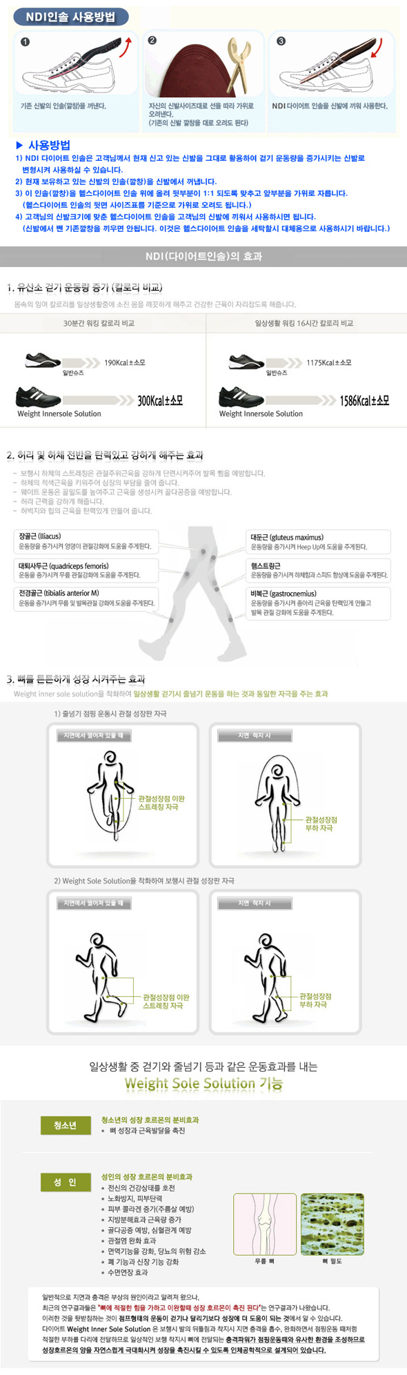 다이어트 인솔 300~400g NDI 인솔