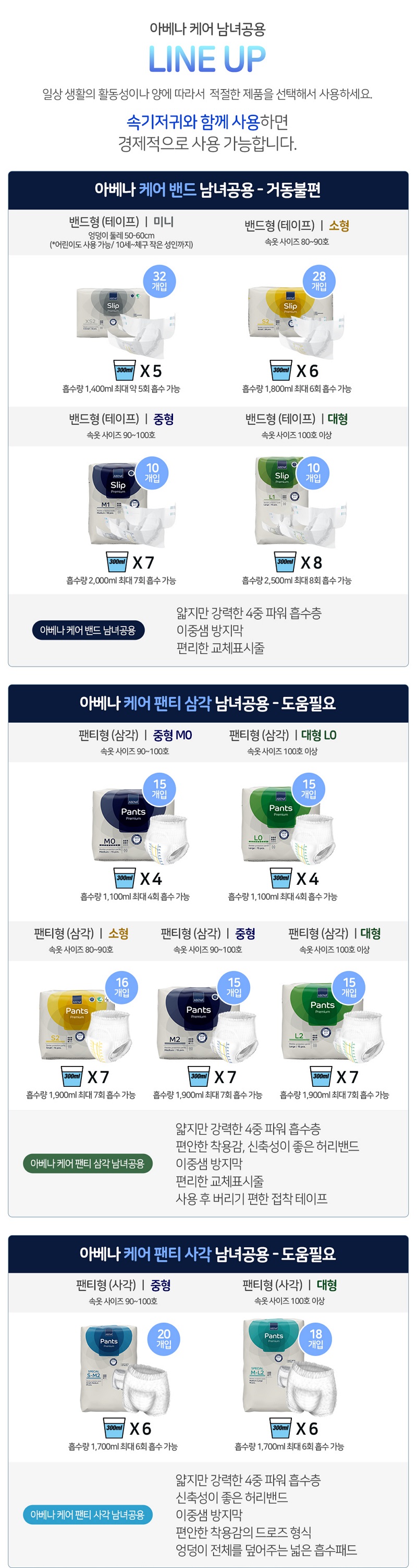아베나 케어 팬티 사각 남녀공용