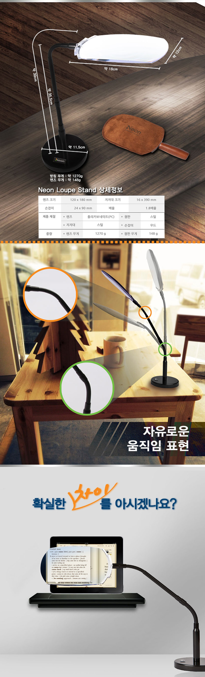 네온루페 비구면 다초점 확대경 스탠드형 NL-S2000