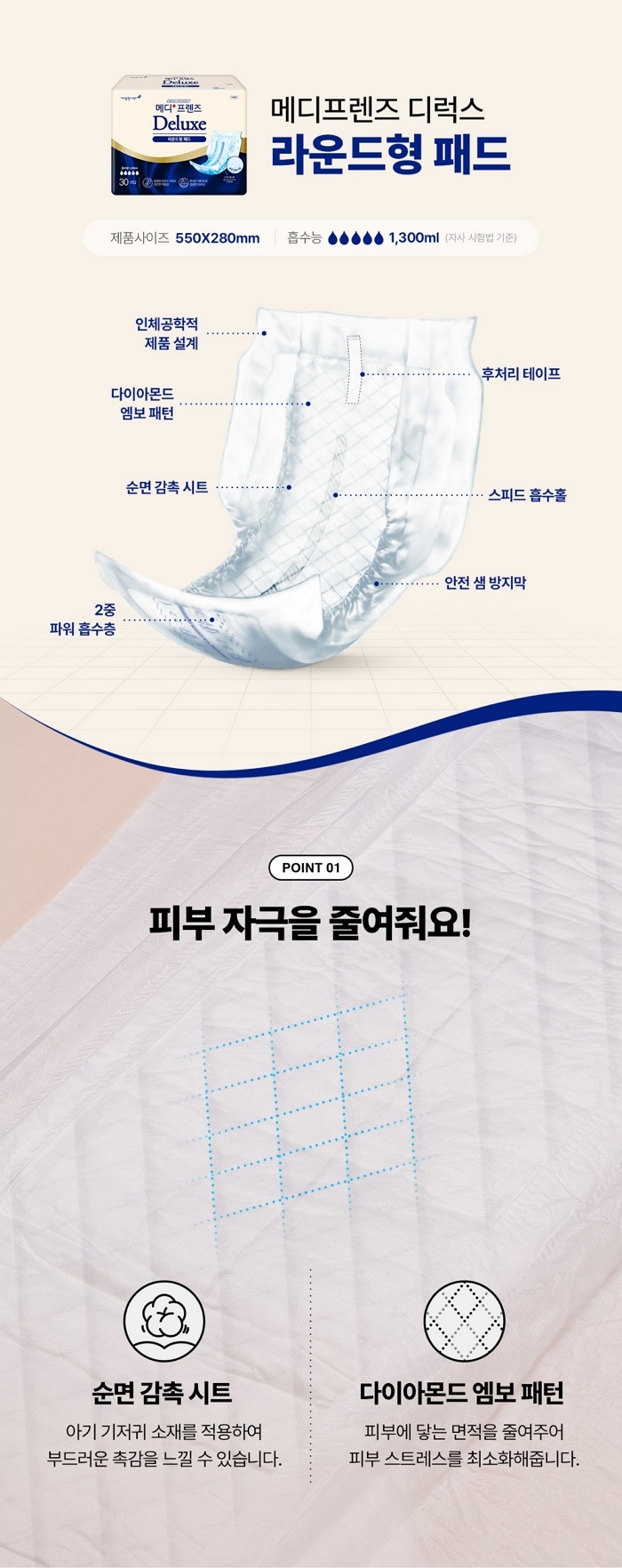 메디프렌즈 디럭스 라운드형패드