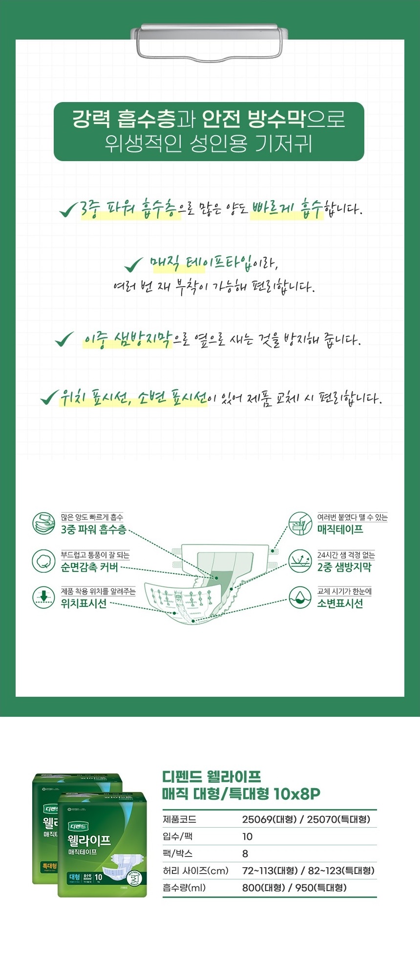 디펜드 웰라이프 겉기저귀 대형/특대형